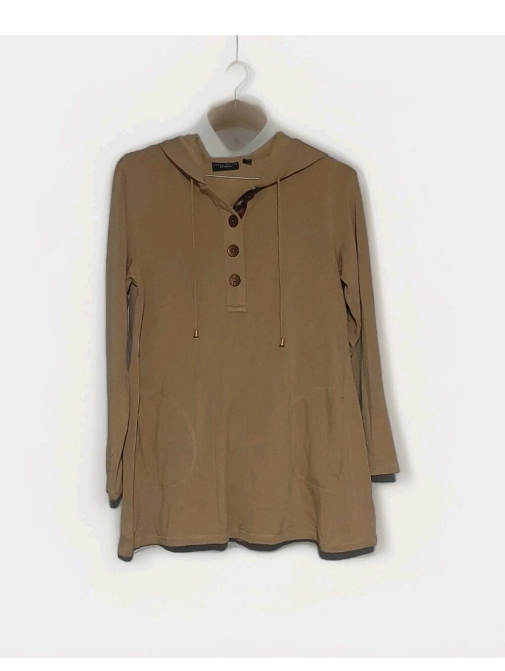 Women's Hooded Tunic FLEECE Sweater - Tan S